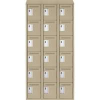 Clean Line Lockerette, 6 -tier, Bank of 3, 36" x 18" x 78", Steel, Beige, Rivet (Assembled) NTL Industrial