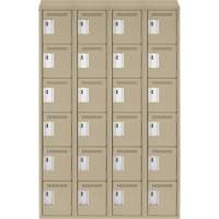 Clean Line Lockerette, 6 -tier, Bank of 4, 48" x 18" x 78", Steel, Beige, Rivet (Assembled) NTL Industrial