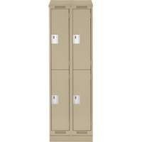 Clean Line Lockers, 2 -tier, Bank of 2, 24" x 18" x 82", Steel, Beige, Rivet (Assembled) NTL Industrial