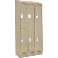 Clean Line Lockers, 2 -tier, Bank of 3, 36" x 18" x 82", Steel, Beige, Rivet (Assembled) NTL Industrial