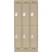 Clean Line Lockers, 2 -tier, Bank of 3, 36" x 18" x 82", Steel, Beige, Rivet (Assembled) NTL Industrial