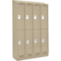Clean Line Lockers, 2 -tier, Bank of 4, 48" x 18" x 82", Steel, Beige, Rivet (Assembled) NTL Industrial