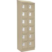 Clean Line Lockerette , 6 -tier, Bank of 2, 24" x 18" x 82", Steel, Beige, Rivet (Assembled) NTL Industrial