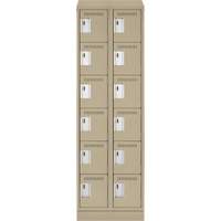 Clean Line Lockerette , 6 -tier, Bank of 2, 24" x 18" x 82", Steel, Beige, Rivet (Assembled) NTL Industrial