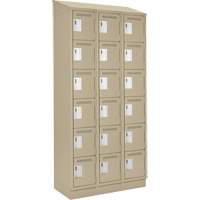 Clean Line Lockerette , 6 -tier, Bank of 3, 36" x 18" x 82", Steel, Beige, Rivet (Assembled) NTL Industrial