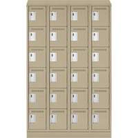 Clean Line Lockerette , 6 -tier, Bank of 4, 48" x 18" x 82", Steel, Beige, Rivet (Assembled) NTL Industrial