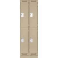 Clean Line Lockers, 2 -tier, Bank of 2, 24" x 18" x 76", Steel, Beige, Rivet (Assembled) NTL Industrial