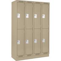 Clean Line Lockers, 2 -tier, Bank of 4, 48" x 18" x 76", Steel, Beige, Rivet (Assembled) NTL Industrial
