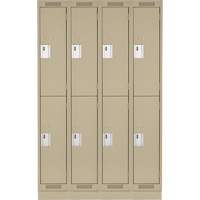Clean Line Lockers, 2 -tier, Bank of 4, 48" x 18" x 76", Steel, Beige, Rivet (Assembled) NTL Industrial