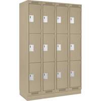 Clean Line Lockers, 3 -tier, Bank of 4, 48" x 18" x 76", Steel, Beige, Rivet (Assembled) NTL Industrial
