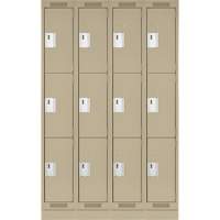 Clean Line Lockers, 3 -tier, Bank of 4, 48" x 18" x 76", Steel, Beige, Rivet (Assembled) NTL Industrial