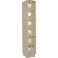 Clean Line Lockerette, 6 -tier, 12" x 18" x 76", Steel, Beige, Rivet (Assembled) NTL Industrial