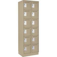 Clean Line Lockerette, 6 -tier, Bank of 2, 24" x 18" x 76", Steel, Beige, Rivet (Assembled) NTL Industrial