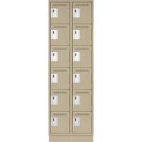 Clean Line Lockerette, 6 -tier, Bank of 2, 24" x 18" x 76", Steel, Beige, Rivet (Assembled) NTL Industrial