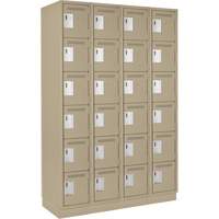 Clean Line Lockerette, 6 -tier, Bank of 4, 48" x 18" x 76", Steel, Beige, Rivet (Assembled) NTL Industrial