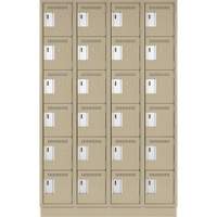 Clean Line Lockerette, 6 -tier, Bank of 4, 48" x 18" x 76", Steel, Beige, Rivet (Assembled) NTL Industrial