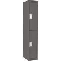 Clean Line Lockers, 2 -tier, 12" x 18" x 72", Steel, Charcoal, Rivet (Assembled) NTL Industrial