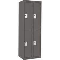 Clean Line Lockers, 2 -tier, Bank of 2, 24" x 18" x 72", Steel, Charcoal, Rivet (Assembled) NTL Industrial