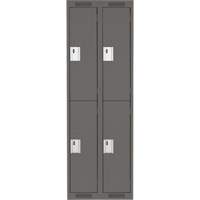 Clean Line Lockers, 2 -tier, Bank of 2, 24" x 18" x 72", Steel, Charcoal, Rivet (Assembled) NTL Industrial