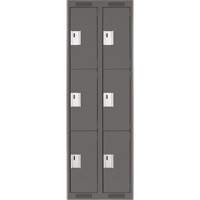 Clean Line Lockers, 3 -tier, Bank of 2, 24" x 18" x 72", Steel, Charcoal, Rivet (Assembled) NTL Industrial