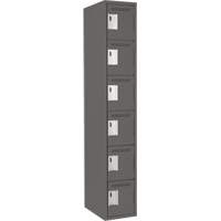 Clean Line Lockerette, 6 -tier, 12" x 18" x 72", Steel, Charcoal, Rivet (Assembled) NTL Industrial