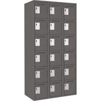 Clean Line Lockerette, 6 -tier, Bank of 3, 36" x 18" x 72", Steel, Charcoal, Rivet (Assembled) NTL Industrial