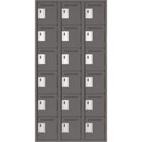 Clean Line Lockerette, 6 -tier, Bank of 3, 36" x 18" x 72", Steel, Charcoal, Rivet (Assembled) NTL Industrial