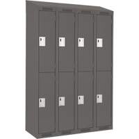 Clean Line Lockers, 2 -tier, Bank of 4, 48" x 18" x 78", Steel, Charcoal, Rivet (Assembled) NTL Industrial