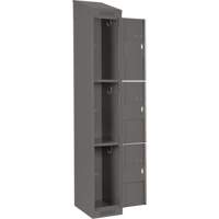 Clean Line Lockers, 3 -tier, Bank of 4, 48" x 18" x 78", Steel, Charcoal, Rivet (Assembled) NTL Industrial