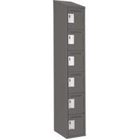 Clean Line Lockerette, 6 -tier, 12" x 18" x 78", Steel, Charcoal, Rivet (Assembled) NTL Industrial