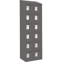 Clean Line Lockerette, 6 -tier, Bank of 2, 24" x 18" x 78", Steel, Charcoal, Rivet (Assembled) NTL Industrial