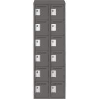 Clean Line Lockerette, 6 -tier, Bank of 2, 24" x 18" x 78", Steel, Charcoal, Rivet (Assembled) NTL Industrial