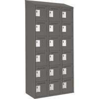 Clean Line Lockerette, 6 -tier, Bank of 3, 36" x 18" x 78", Steel, Charcoal, Rivet (Assembled) NTL Industrial