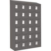 Clean Line Lockerette, 6 -tier, Bank of 4, 48" x 18" x 78", Steel, Charcoal, Rivet (Assembled) NTL Industrial