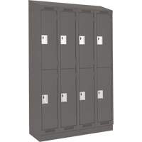 Clean Line Lockers, 2 -tier, Bank of 4, 48" x 18" x 82", Steel, Charcoal, Rivet (Assembled) NTL Industrial