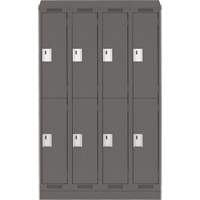 Clean Line Lockers, 2 -tier, Bank of 4, 48" x 18" x 82", Steel, Charcoal, Rivet (Assembled) NTL Industrial