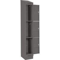 Clean Line Lockers, 3 -tier, Bank of 4, 48" x 18" x 82", Steel, Charcoal, Rivet (Assembled) NTL Industrial