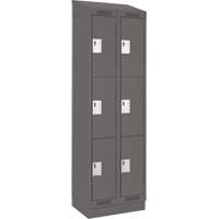 Clean Line Lockers, 3 -tier, Bank of 2, 24" x 18" x 82", Steel, Charcoal, Rivet (Assembled) NTL Industrial