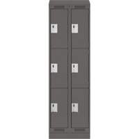 Clean Line Lockers, 3 -tier, Bank of 2, 24" x 18" x 82", Steel, Charcoal, Rivet (Assembled) NTL Industrial