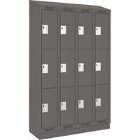 Clean Line Lockers, 3 -tier, Bank of 4, 48" x 18" x 82", Steel, Charcoal, Rivet (Assembled) NTL Industrial