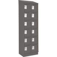 Clean Line Lockerette, 6 -tier, Bank of 2, 24" x 18" x 82", Steel, Charcoal, Rivet (Assembled) NTL Industrial