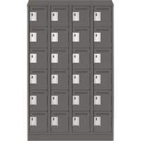 Clean Line Lockerette, 6 -tier, Bank of 4, 48" x 18" x 82", Steel, Charcoal, Rivet (Assembled) NTL Industrial
