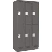 Clean Line Lockers, 2 -tier, Bank of 3, 36" x 18" x 76", Steel, Charcoal, Rivet (Assembled) NTL Industrial