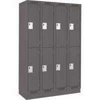 Clean Line Lockers, 2 -tier, Bank of 4, 48" x 18" x 76", Steel, Charcoal, Rivet (Assembled) NTL Industrial