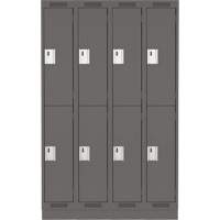 Clean Line Lockers, 2 -tier, Bank of 4, 48" x 18" x 76", Steel, Charcoal, Rivet (Assembled) NTL Industrial