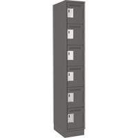 Clean Line Lockerette, 6 -tier, 12" x 18" x 76", Steel, Charcoal, Rivet (Assembled) NTL Industrial