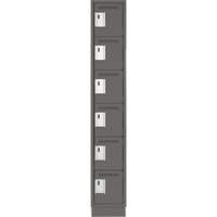 Clean Line Lockerette, 6 -tier, 12" x 18" x 76", Steel, Charcoal, Rivet (Assembled) NTL Industrial