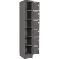 Clean Line Lockerette, 6 -tier, Bank of 4, 48" x 18" x 76", Steel, Charcoal, Rivet (Assembled) NTL Industrial