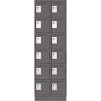 Clean Line Lockerette, 6 -tier, Bank of 2, 24" x 18" x 76", Steel, Charcoal, Rivet (Assembled) NTL Industrial