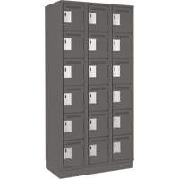 Clean Line Lockerette, 6 -tier, Bank of 3, 36" x 18" x 76", Steel, Charcoal, Rivet (Assembled) NTL Industrial